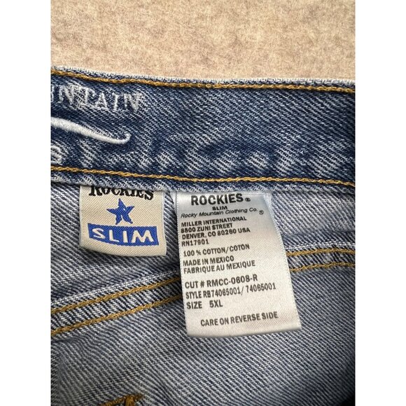 Vintage Rockies Slim Jeans Medium Wash Slim Straight Leg Extra Long 5 XLONG 90s - Picture 5 of 12